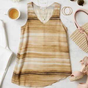 Helmut Lang Spray Stripe Silk Chiffon Tank Top
